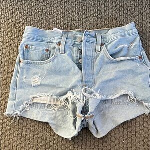 Levi's Light Blue Distressed Jean Shorts